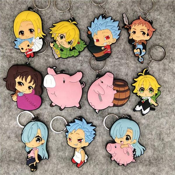 

семь смертных грехов аниме брелок meliodas elizabeth liones hawk силиконовый ремешок\ / подвески\ / брелок для ключей, Silver