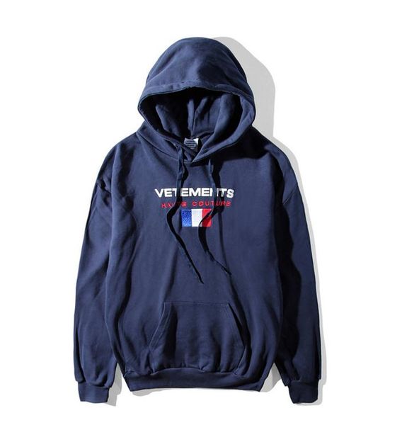 

designer brand luxury men s hoodie outono inverno moda vetements oversized vm bordados bandeira france hip hop, Black