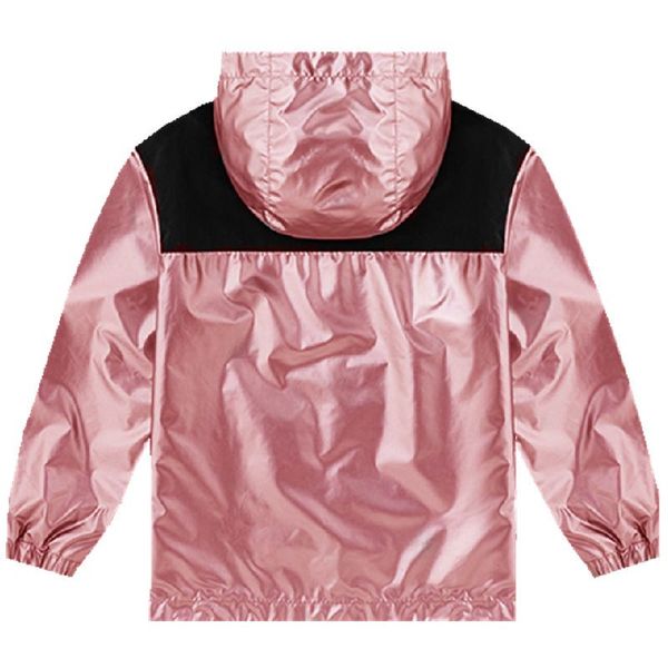 

pink silver spring fall letter windproof hoodie jacket coat kids boys outerwear boy fashion reflective coat glossy girls coats, Blue;gray