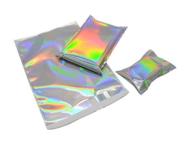

100pcs laser self sealing plastic envelopes mailing storage bags holographic gift jewelry poly adhesive courier packaging bags