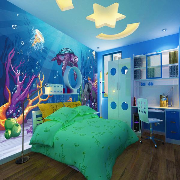 3d Space Cartoon Deep Ocean Animals Mural Wallpaper Hd Pattern Waterproof Wallpaper Kids Bedroom Wall Decor Wallpaper On Hd Wallpaper Online From