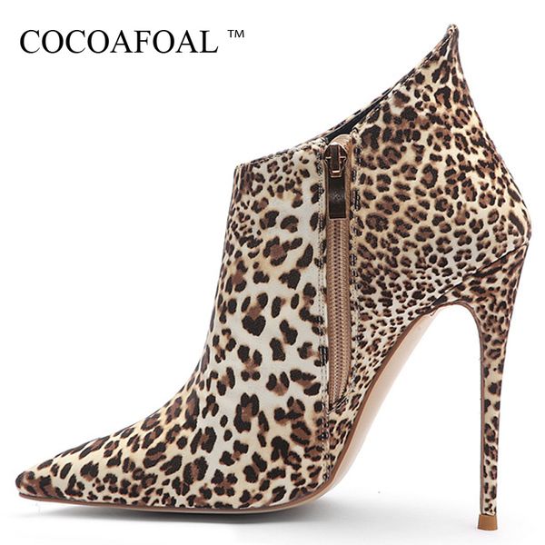 

cocoafoal winter women luipaard single-breasted woman high-heeled laarzen punish teen shoes luipaard laarzen, Black