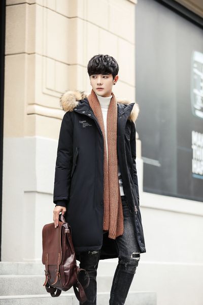 

2019 прилив вниз пальто длинный толстый куртка мужчины тонкий мужской, Black;white