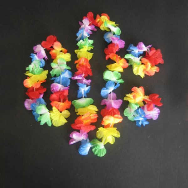 

4x hawaiian flower garland leis necklace fancy dress party costumes accessories