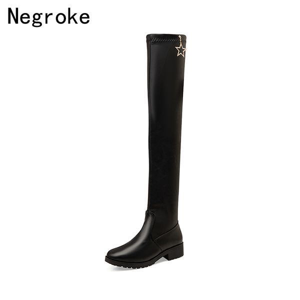 

new thigh high boots female winter boots women over the knee flat stretch fashion shoes 2020 black botas mujer