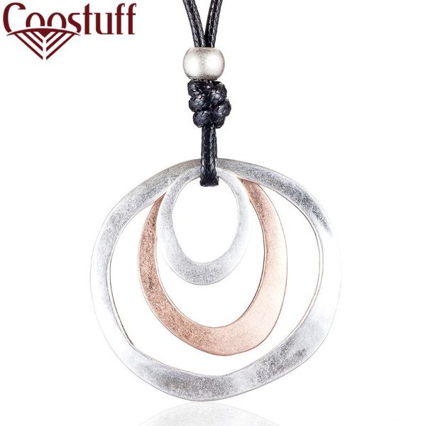 

multi circle pendant long necklace for women trendy jewelry accessory rope chokers necklaces & pendants jewellery suspension new, Silver