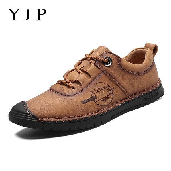 

yjp splicing genuine leather shoes men flats spring summer driving shoes for man handmade lace up casual men sneakers new, Black