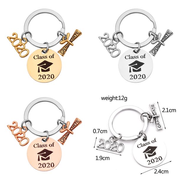 

personalized graduation keychain class of 2020 commemorative key chains high school college graduation llaveros gifts 3 colors, Silver