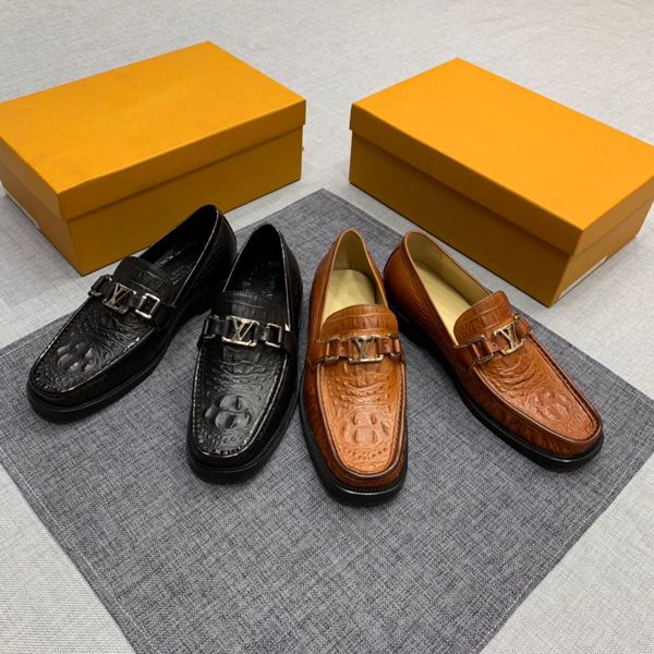 

fashion designer upscale brand men's leather driving shoes comfortable men's wedding shoes prom men's designer casual shoes, Black