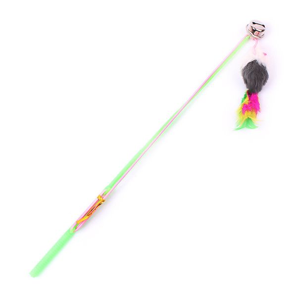 

1pc ultra long rod pets toy fashion cat play feather teaser small bell type cat toy 30cm great interactive toy that can enjoy