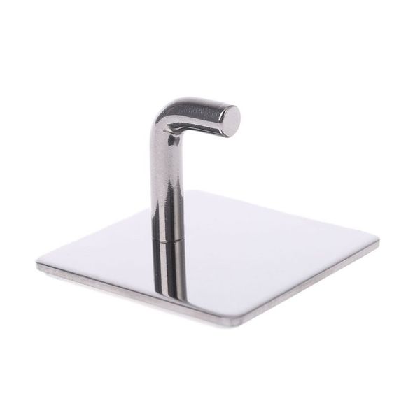 

304 stainless steel self adhesive bathroom wall door holder hook hanger square mirror polished finish strong sticker