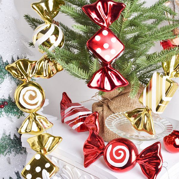 

18cm christmas candy decoration pendant red gold painted series christmas candy ornaments layout scene props