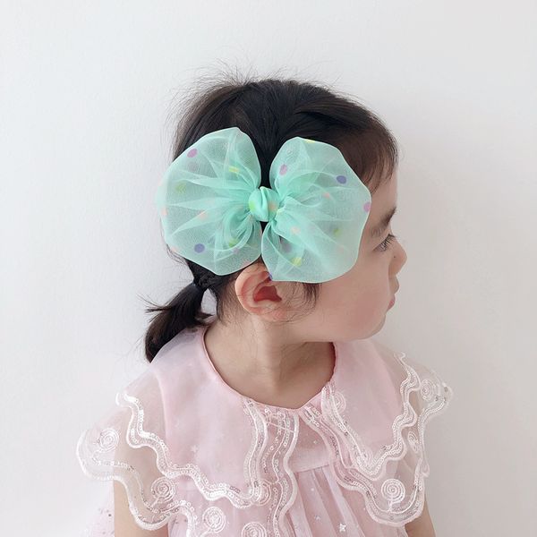 

2020 новый корейский стиль детский сладкие клипы cute волос цвет пунктирная органзы бутон лук заколки для волос для девочек модные аксессуар, Slivery;white