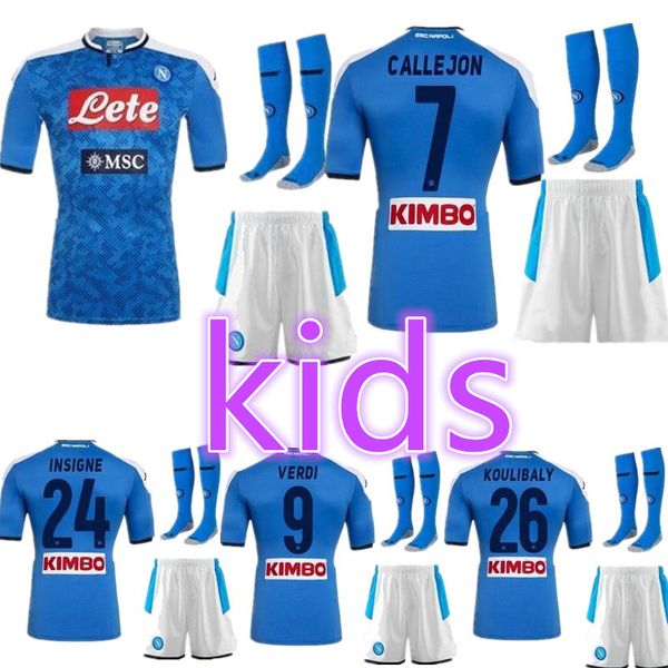 

детский комплект 19 20 футболка наполи футболка дома 2019 2020 неаполь zielinski hamsik insigne mertens callejon player rog футболки, Black;yellow