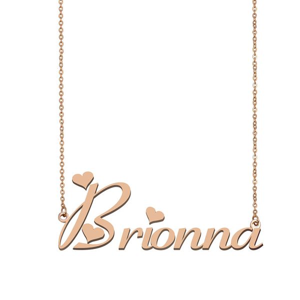 

brionna name necklace pendant for women girls birthday gift custom nameplate kids friends jewelry 18k gold plated stainless steel, Silver
