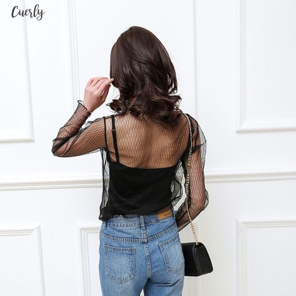 

2020 women glitter sheer mesh new women casual perspective hollow out female cap sleeve basic blouse, White