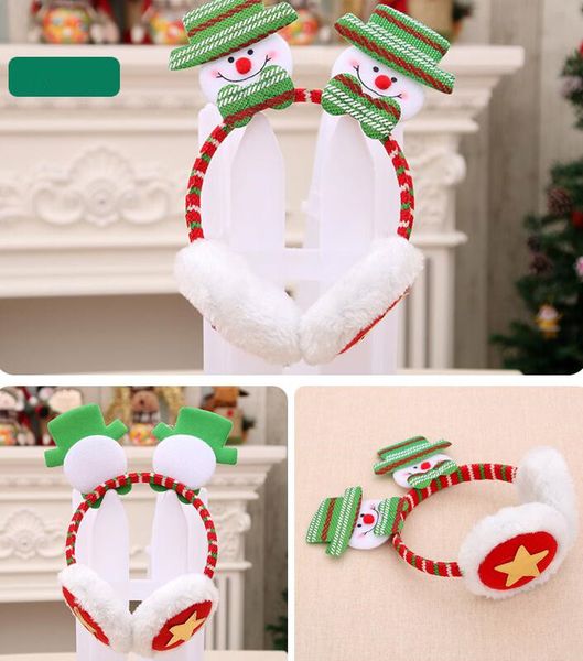 Paraorecchie natalizie Babbo Natale Pupazzo di neve Paraorecchie Bambini adulti Inverno caldo Peluche Bastoncini per capelli Decorazioni per cartoni animati Cuffie GGA2971-1