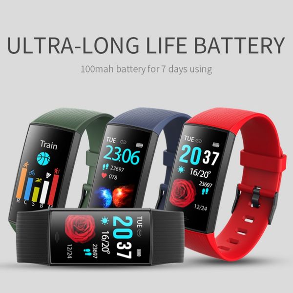 

smart bracelet led color screen clock ip67 waterproof watch heart rate monitor pedometer sport mode fitness tracker