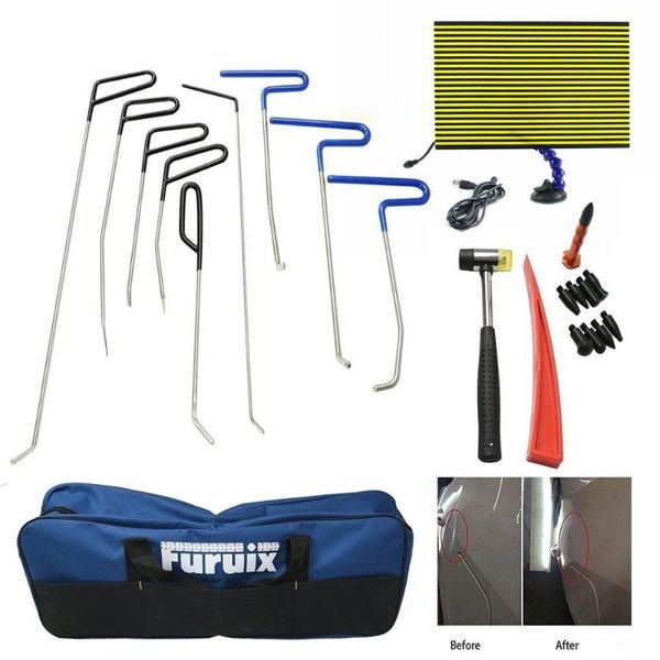 

furuix pdr rods led lamp tool kit paintless dent repair tools dent removal kit puller with hammer and tap down hail damage