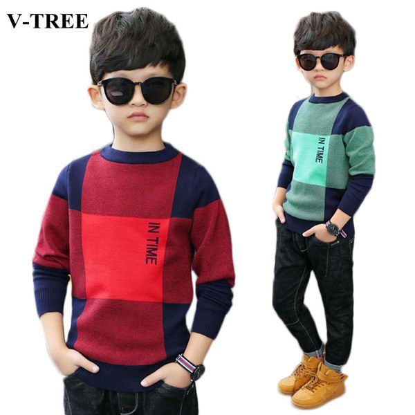 

winter autumn children sweater plaid knit sweater for boy 4-14t teenager cardigan kids pullover school jumper baby outerwear, Blue