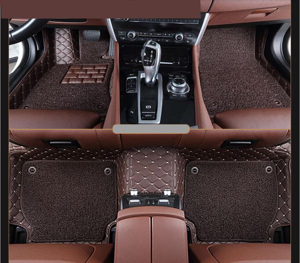 

car floor mats foot carpets step mat for prado land cruiser highlander rav4 c-hr embroidery leather wire coil 2 layer