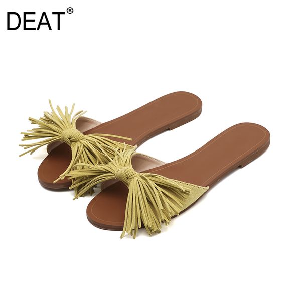 

deat] 2020 new spring summer round toe fringe tassel casual outdoor beach flat slippers women shoes fashion tide 10h405, Black