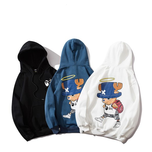 

mens designer hoodie aapexstussys trend brand sweater one piece cartoon printed logo fashion casual plus velvet sweatshirt, White;black