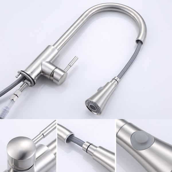

kitchen faucet pull-down sprayer head noise reduction 2 modes single hole mixer tap ve