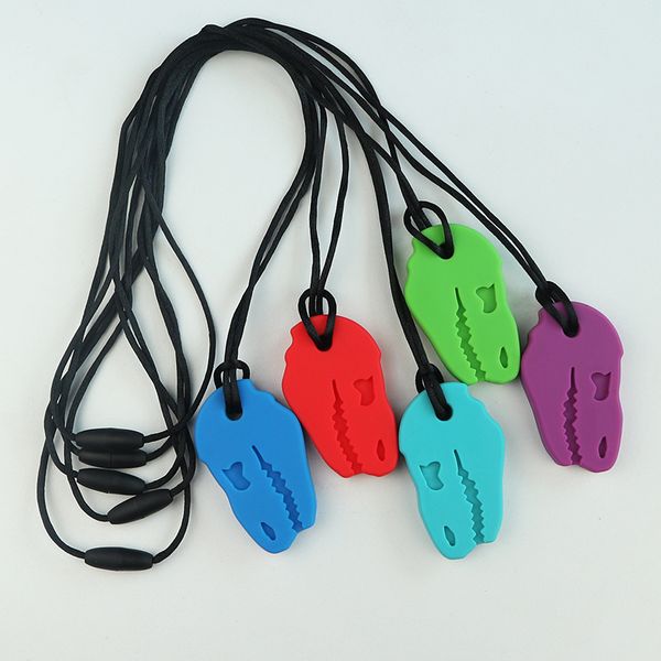 

sensory chew necklace dino bite teethers food grade silicone dinosaur skull teething necklace for kids boys girls chewing autism toys