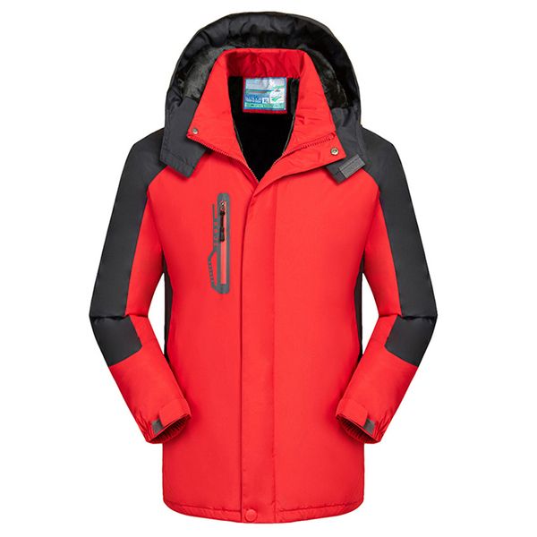 

plus size winter fleece men jacket outdoor coat windproof sport clothing traveling overcoat detachable hat hiking coat male, Blue;black
