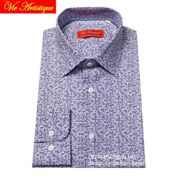 

custom tailor made men's bespoke cotton floral shirts business formal wedding ware blouse purple small flower fashion david, White;black