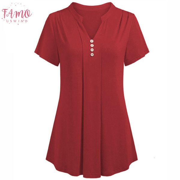 

plus size 6xl women and blouse 2019 spring summer short sleeve v neck solid female casual loose shirts blusas, White
