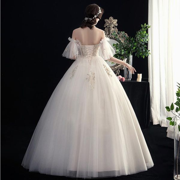 Vestido de casamento ocidental, nova noiva, uma palavra, ombro, roupas, série floresta, super fada, sonho, simples, luz francesa, vestido de luxo feminino