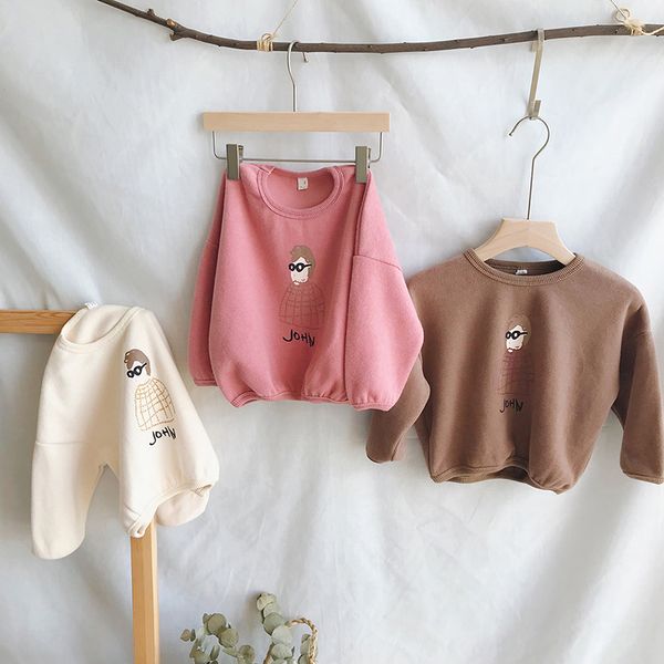 

новые 2018. свободной девочки толстовка 1-6 года младенца мальчики хлопок толстовки сыпучего стиль одежда для малышей тенниски пуловера tops, Black