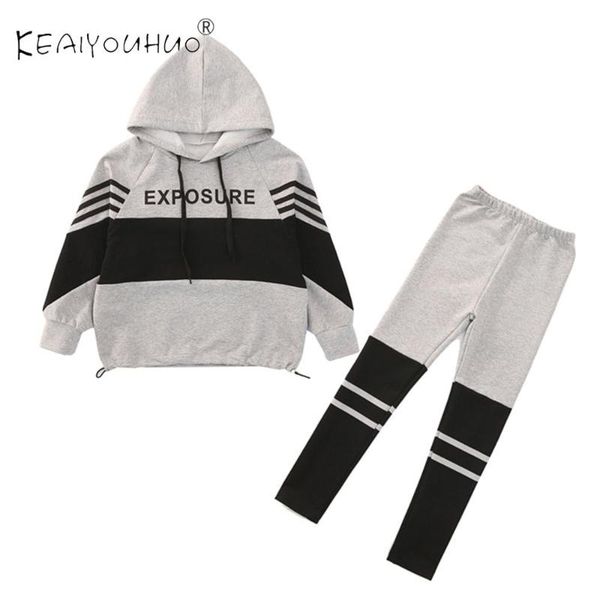 

new winter baby girl clothes black hooded sweat shirt + pant children tracksuit kids clothes for girls for 4-12 years old, White