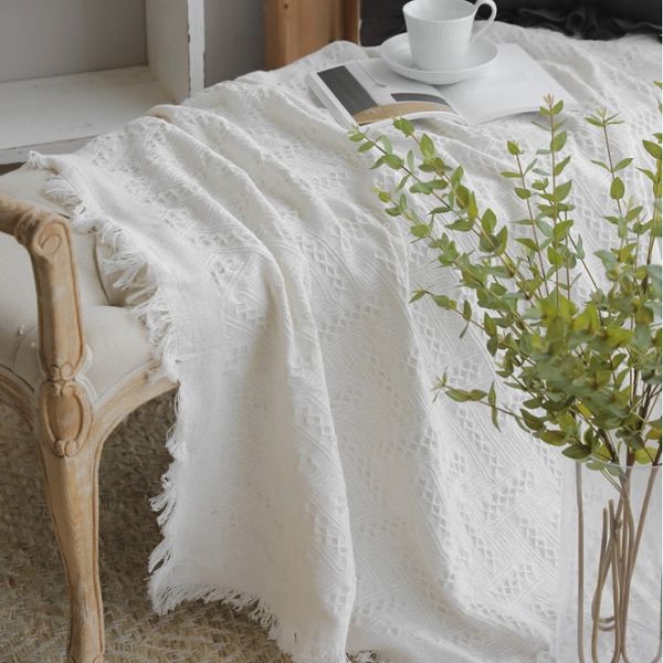 

white sofa blanket cover cotton grey travel blanket airplane jacquard knitted with tassel throw for sofa leisure