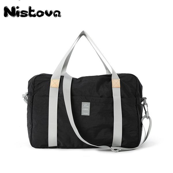 

waterproof nylon travel handbag men sports fitness bag fashion folding travel tote vintage casual shoulder large yoga bags