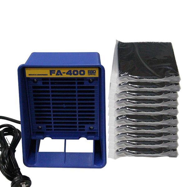 Freeshipping 220V Fa-400 Assorbitore di fumo per saldatore, strumento per fumare estrattore di fumi Esd con spina Eu in spugna attivata da 10 pezzi