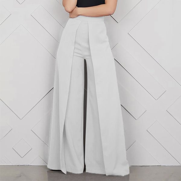 

women harem pants solid color high waist loose wide leg pants pockets casual palazzo baggy clubwear trousers 2019 pantalon femme, Black;white