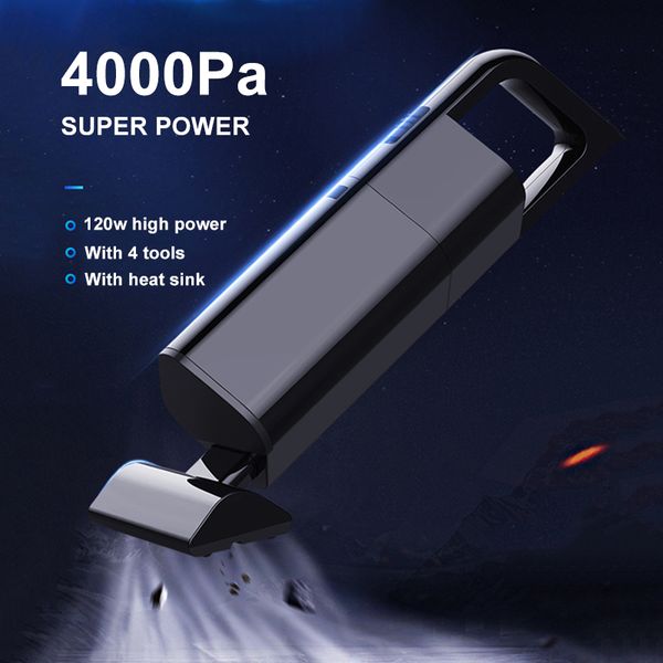 

4000pa car vacuum cleaner 120w hand dry wet cleaner 12v wireless air purifier 4.5m high voltage powerful portable adsorber