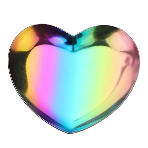 

stainless steel storage tray jewelry organize arrange dish polished holder serving platter easy clean heart shape home decor, Pink;blue