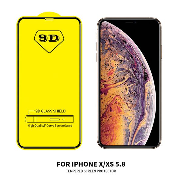 

9d tempered glass for iphone 11/11pro/11 promax x/xs xr xsmax 7p/8p 7/8 anti-scrath front screen protector fullscreen film 2 colors