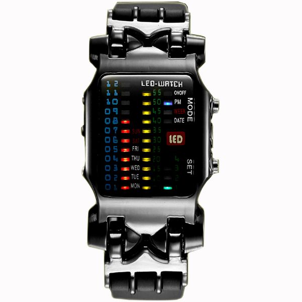 

2018 new popular men sports watches led display luxury creative watches digital watch clock relogio masculino, Slivery;brown