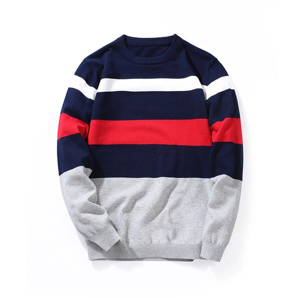 

2018 мужские свитера и пуловеры новая осень моды марка полосатый свитер хлопка o-шеи slim fit вязание мужчины пуловер для мужчин, White;black