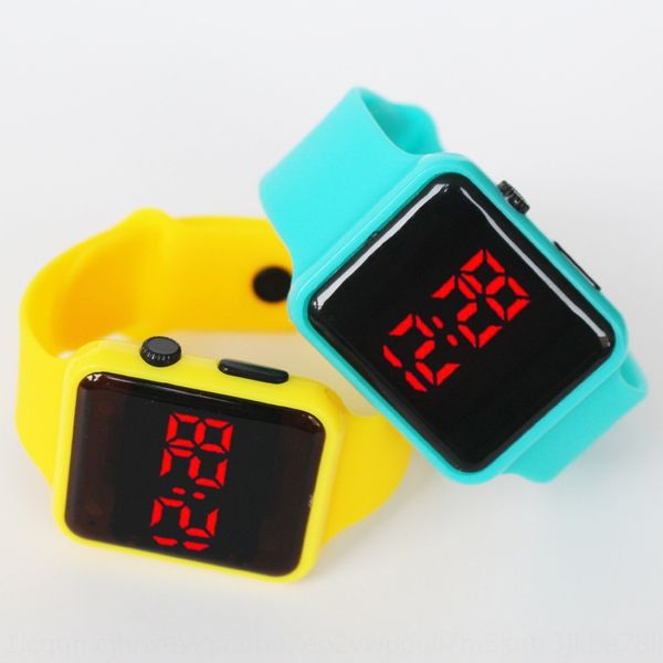 

new electronic outdoor sports student children's outdoor sports watch gift square electronic led watch bracelet, Blue