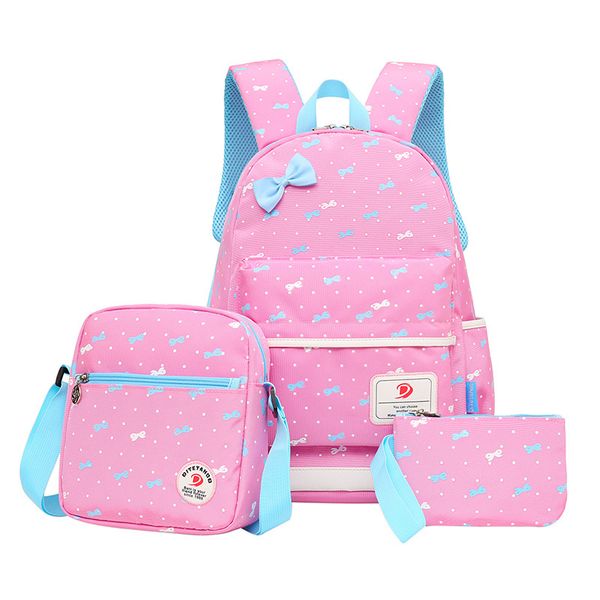 

3pcs/set fashion printing school bags for teen girls bow knapsack schoolbags high-capacity travel backpacks school backpack