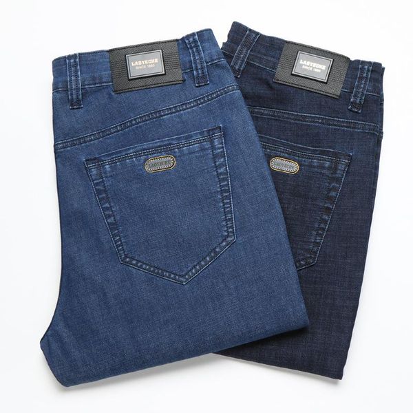 

men's designer jeans simple pants new thin section casual stretch blue men's hip hop street fashion wide pants