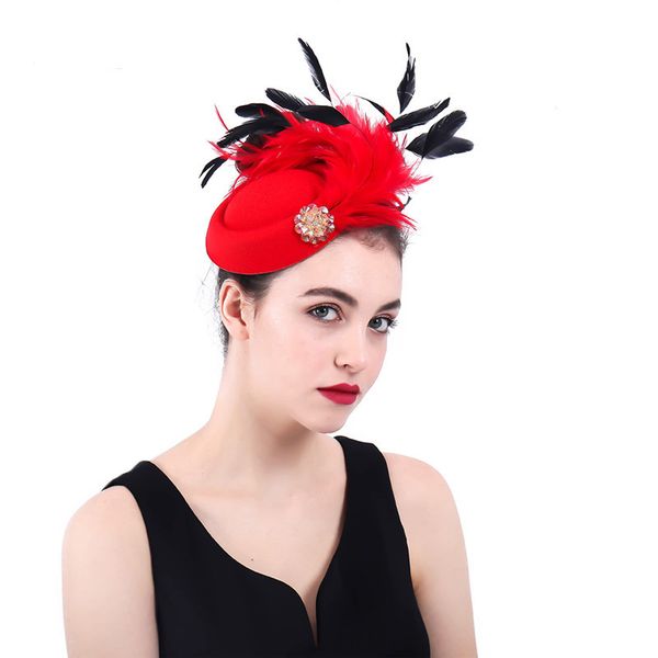 2019 Feather Floral Rhinestone Deco Fascinator Hat Wedding 1920s