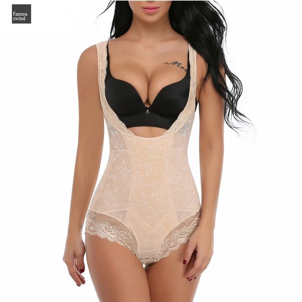 

full body shaper women bodysuits control trainer corset floral girdle plus size shapewear tummy waist cinchers fur underwear, Black;white