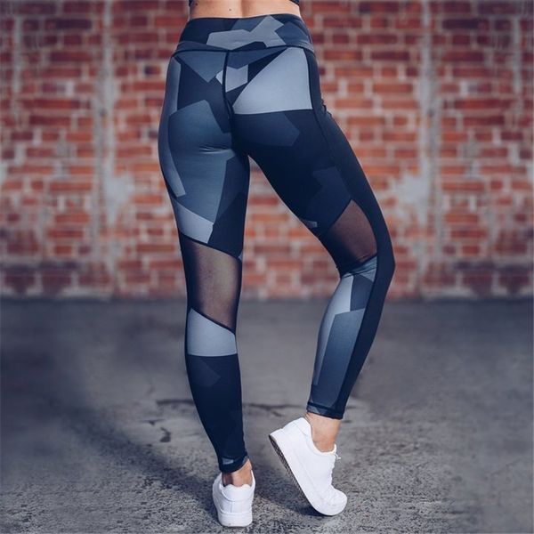 

brandÂ women leggings geometry printedÂ push up high waist leggingsÂ high elastic fitness leggingsÂ breathable slim pants, Black
